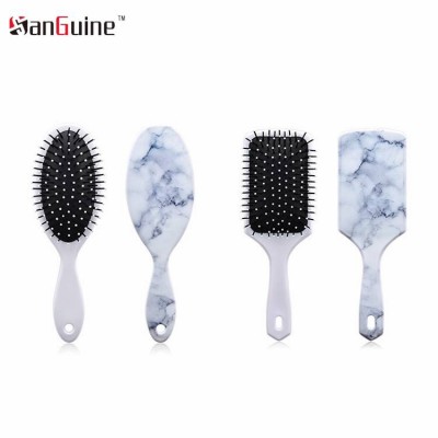 Detangling Cushion Hair brush Massage Hair Brush Paddle Comb Customized Logo Marble Stripe Hair Brush