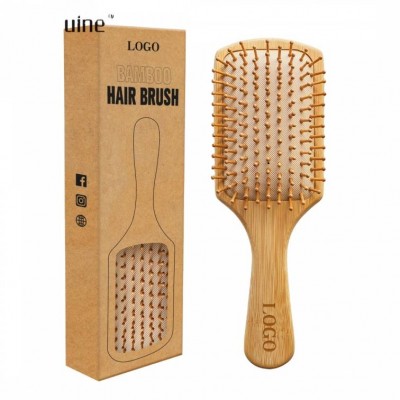 Sanguine Wholesale Custom Logo Natural Bamboo Paddle Scalp Massage Hair Straight Brush