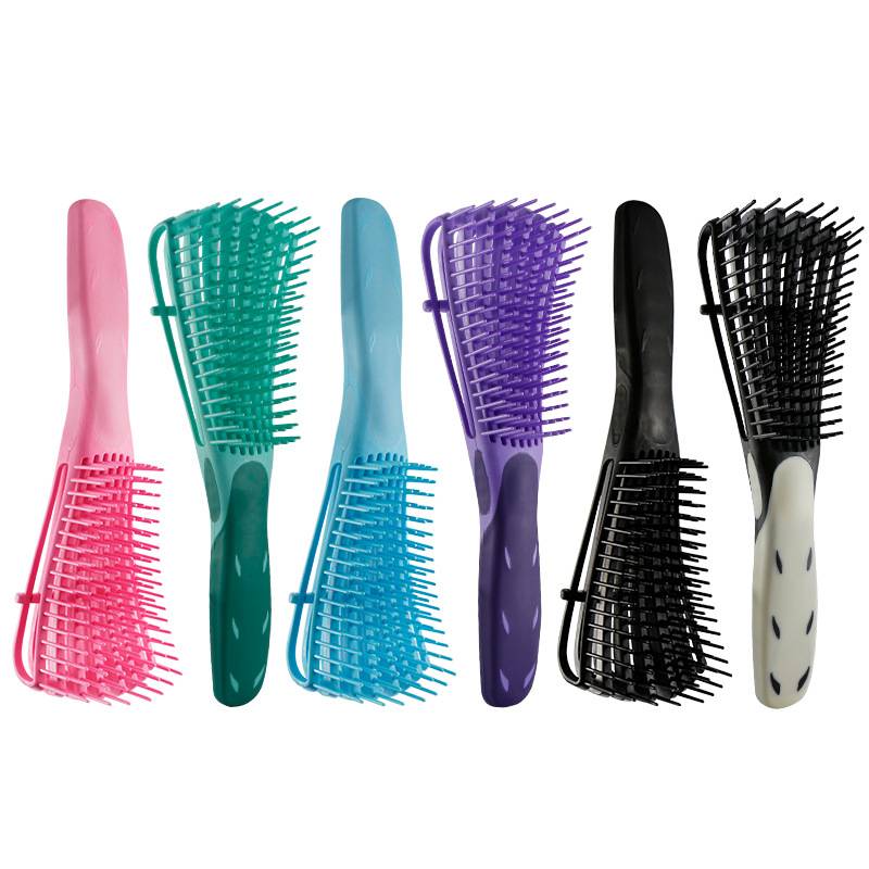 3a~4c Kinky Wavy Long Thick Anti-static Rubber Handle Adjustable Plastic Vent Brush Afro Detangling Hair Brush For Curly Hair